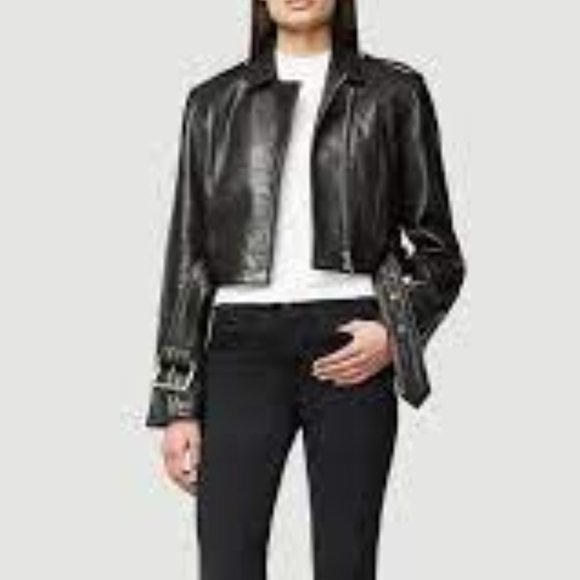 FRAME Crop Moto Leather Jacket L - Picture 5 of 11